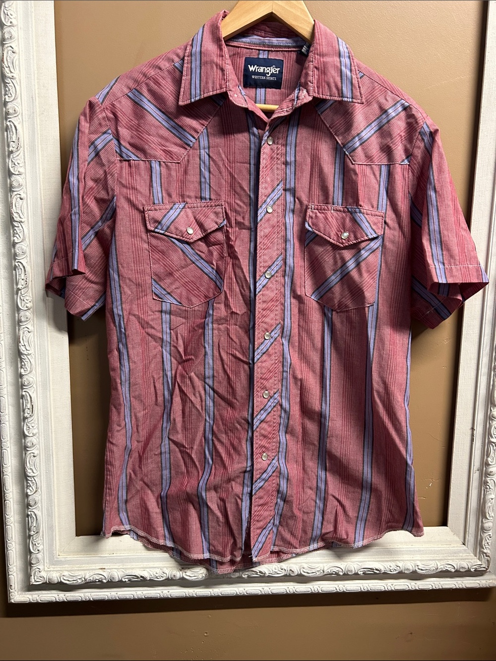 Wrangler Short-Sleeve Red and purple Stripe Western Shirt